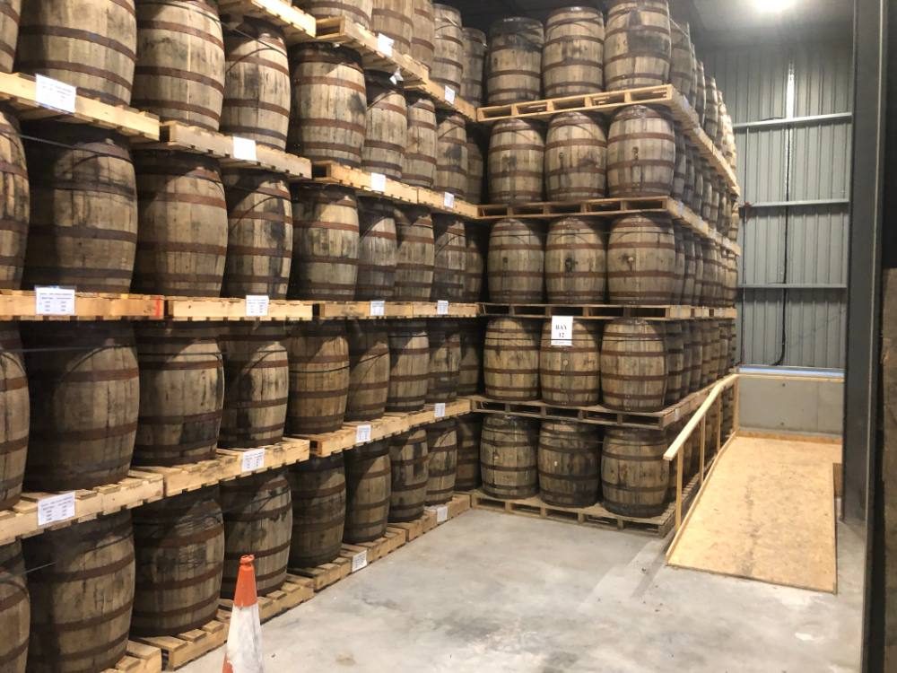 Casks racked in the bond